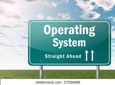 Highway Signpost With Operating System Wording