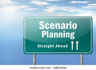 Highway Signpost With Scenario Planning Wording