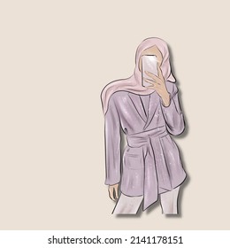 Hijab Mouslim Woman Muslim Hijabi Stock Illustration 2141178151 ...