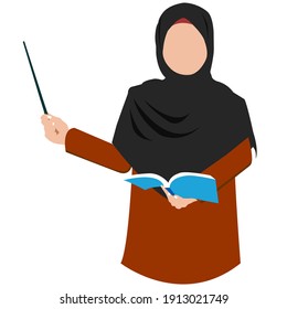 Hijab Muslim Teacher Illustration Usable In Slide Presentation