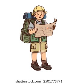 Hiker standing and reading a map - Powered by Shutterstock