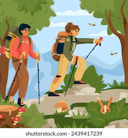 Hiking illustration in flat design - Powered by Shutterstock