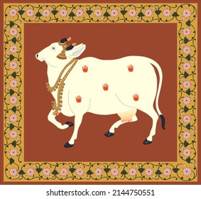 Hindu Goddess-Kamdhenu Cow, Pichwai Artwork