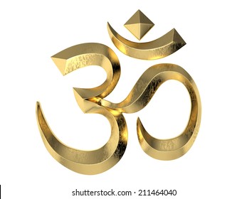 Hindu Om symbol on white background. 3D image