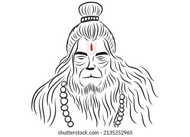 Hindu Religion God Shri Hanuman Line Stock Illustration 2135252965 ...