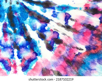 Hippie Dye Painting Arts. Aquarelle Wet Banner Art. Printing Background Black, Craft Abstract Background. Paint Splashing Dye Banner. Colorful Multicolor Watercolor Painting Ink Art.