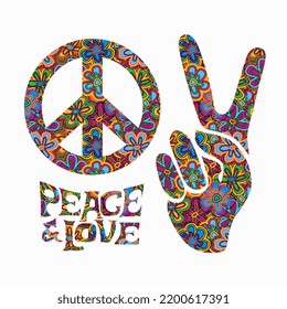 Hippie Symbols Two Fingers Sign Victory Stock Illustration 2200617391 ...