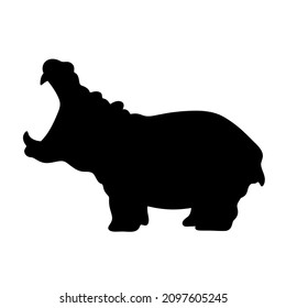 Hippo Silhouette Hippo Isolated Illustration.