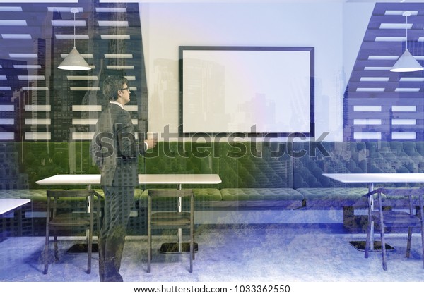 Hipster Cafe Corner Wooden White Walls Stock Illustration 1033362550