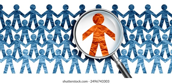 Hiring Candidate as a recruiter choosing the right employee to hire as the best candidate for a job as labour or labor workforce human resource concept with 3D illustration elements. - Powered by Shutterstock