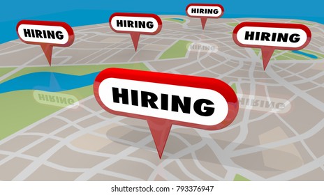 Hiring Pins Map Apply Here Work Jobs 3d Illustration