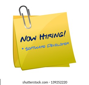 hiring software developer post illustration design over white