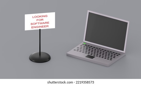 Hiring software engineer. Vacancy message 3d illustration. Hiring engineer concept - Powered by Shutterstock