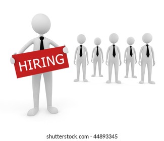 Hiring Team. 3D concept depicting businessman looking for new team to hire with the candidates behind him - Powered by Shutterstock