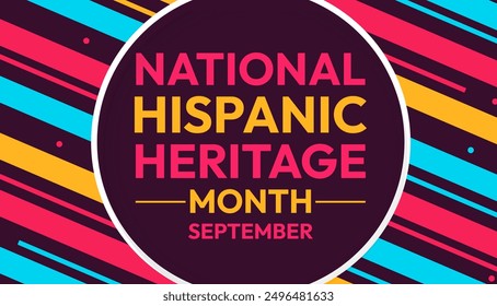 Hispanic Heritage Month Backdrop in colorful shapes with typography inside cirlce. September is celebrated as hispanic heritage month - Powered by Shutterstock