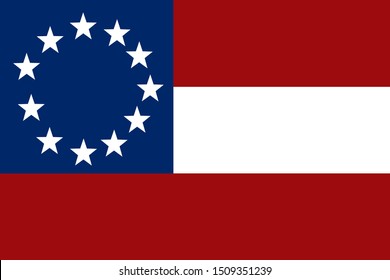 Historic Flag. US Civil War 1860's. Confederate States Of America. First National Flag. Official Design 1861