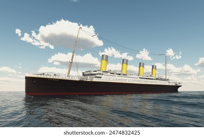 Historic passenger ship RMS Titanic on the high seas
Computer generated 3D illustration