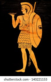 Historical Costume - Ancient Greece Warrior Stylized Classical Greek Painting 5th Century BC