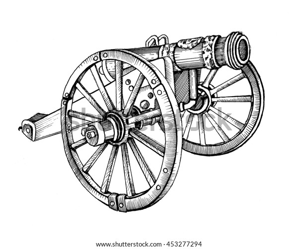 Historical Old Style Artillery Gun Vintage Stock Illustration 453277294