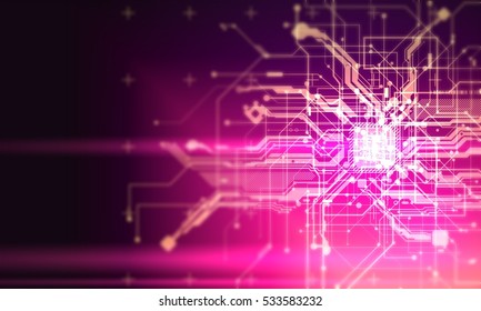 Hi-tech Absract  Magenta Background Circuits Vision Cyberpunk