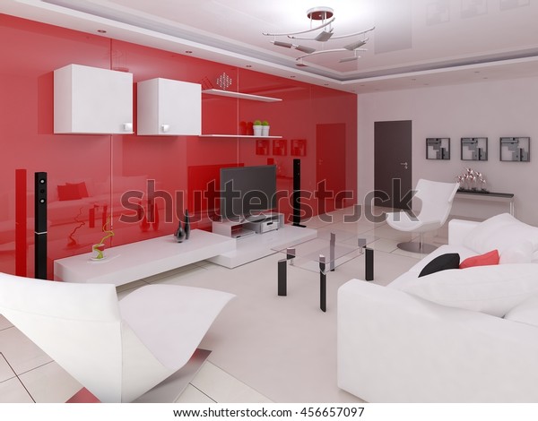 Hitech Design Living Room Innovative Style Stock Illustration 456657097