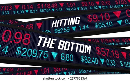 Hitting The Bottom Stock Market Prices Low Share Company Earnings 3d Illustration