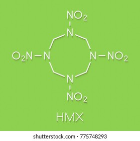 HMX (octogen) Explosive Molecule. Skeletal Formula.