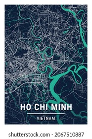 Ho Chi Minh Blue Dark City Map