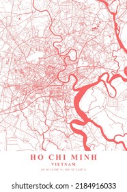Ho Chi Minh    Vietnam Coral Plane Map