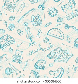 Hobby background. Handmade items seamless pattern.