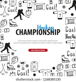 Hockey Backgrounds With Doodle Elements