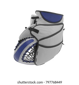 Hockey Goalie Catcher Glove On White. 3D Illustration