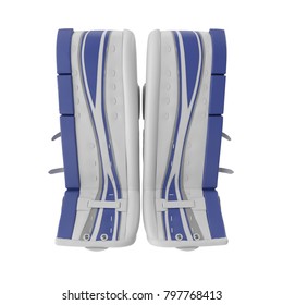 Hockey Goalie Leg Pads On White. 3D Illustration