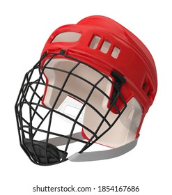 Hockey Helmet 3D Illustration On White Background