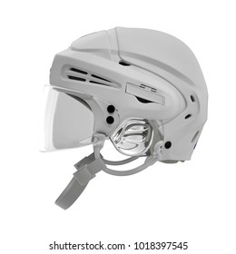 Hockey Helmet On White. Side View. 3D Illustration