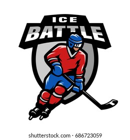 Hockey Player Logo Emblem Stock Vector (Royalty Free) 661050238 ...