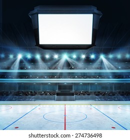 Hockey Stadium With Fans And Blank Cube Text Space Sport Arena In View Rendering My Own Design