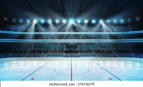 hockey stadium with fans crowd and an empty ice rink sport arena rendering my own design