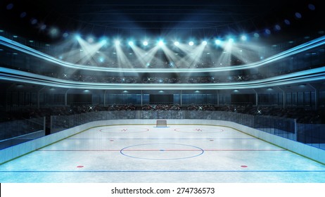 hockey stadium with spectators and an empty ice rink sport arena rendering my own design