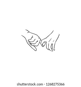 Holding Hands Hand Drawn Contour Lines Stock Illustration 1268275366 ...