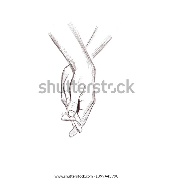 Holding Hands Pencil Draw Sketch Stock Illustration 1399445990 ...