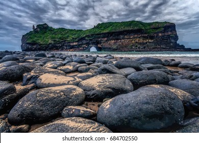 Hole In The Wall At Coffee Bay In South Africa With Its Big Grey Boulders Have Cultural Beliefs For The Xhosa Culture. 