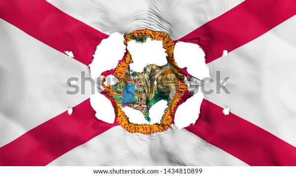 Holes in Florida state flag, white background,\
3d rendering