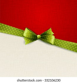 Holiday Background With Green Polka Dots Bow