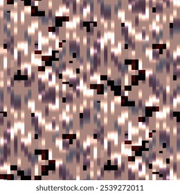 Holiday bokeh effect abstract pixel texture in warm earthy halftones. Modern seamless pattern for cover, mobil apps, web banner, printing on t-shirts, home textile, bedding, fabric, package.
