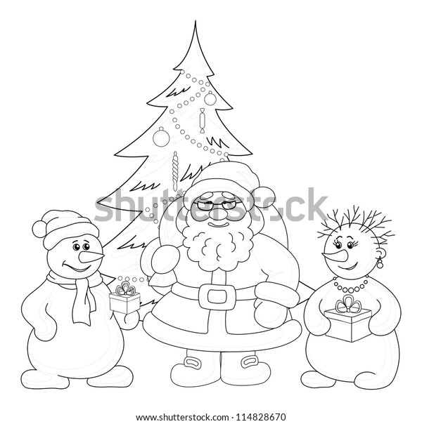 Holiday Cartoon Santa Claus Christmas Tree Stock