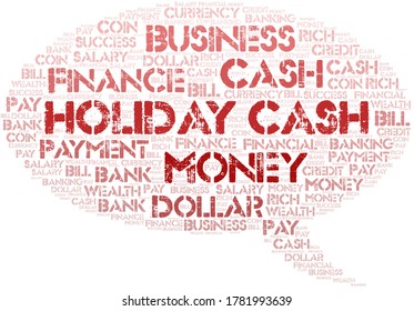 Holiday Cash Typography Word Cloud.