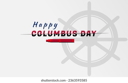 Holiday greeting card design. Happy columbus day background template with slice text effect. Vector illustration. Suitable for banner, wallpaper, sign, poster, digital