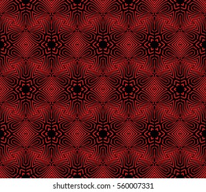 holiday seamless floral background. decorative raster copy illustration. black, red color