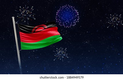 Holiday sky with fireworks and flag of Malawi, independence day - 3d render - Powered by Shutterstock